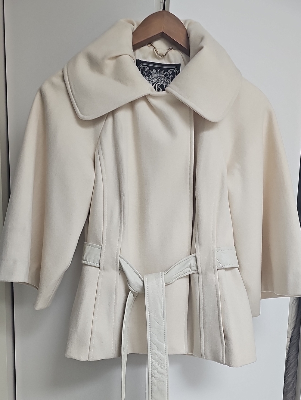 Guess Cream Belted Cape Coat